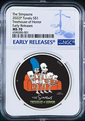 2022 The Simpsons Series TREEHOUSE OF HORROR $1 1oz Silver COIN NGC MS70 ER - Image 1 of 4