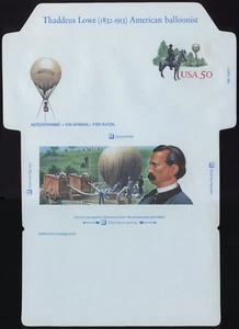 1995 #UC64 Thaddeus Lowe American BALLOON Postal Stationery Stamp Wrapper Mint - Picture 1 of 1