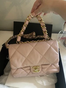 Vintage pink chanel quilted bag Lamb skin - Picture 1 of 11