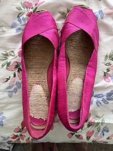 Lauren Ralph Lauren Espadrille Keilabsatz Hot Pink Shantung Schuhe Größe 8 - Bild 1 von 3