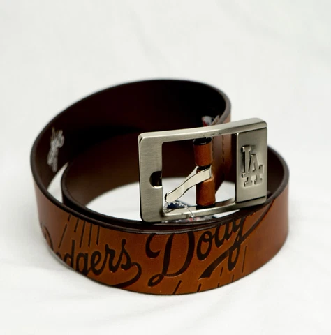 Eagles Wings Los Angeles Dodgers Brown Brandish Leather Logo Belt NEW Cover