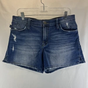 Rock & Republic Medium Wash Blue Distressed Mini Denim Shorts Women's Size 12 - Picture 1 of 16