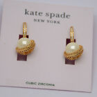 NWT Kate Spade Jewelry Gold Tone Pearl CZ Unique Leverback Earrings Drop Dangle