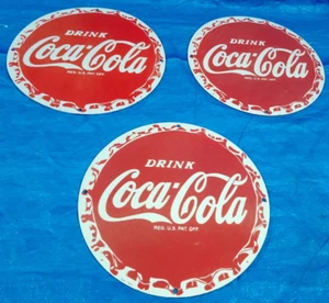 3 Drink Coca Cola Porcelain Enamel Sign 12 X 12 Inches 1 Sides - Picture 1 of 5