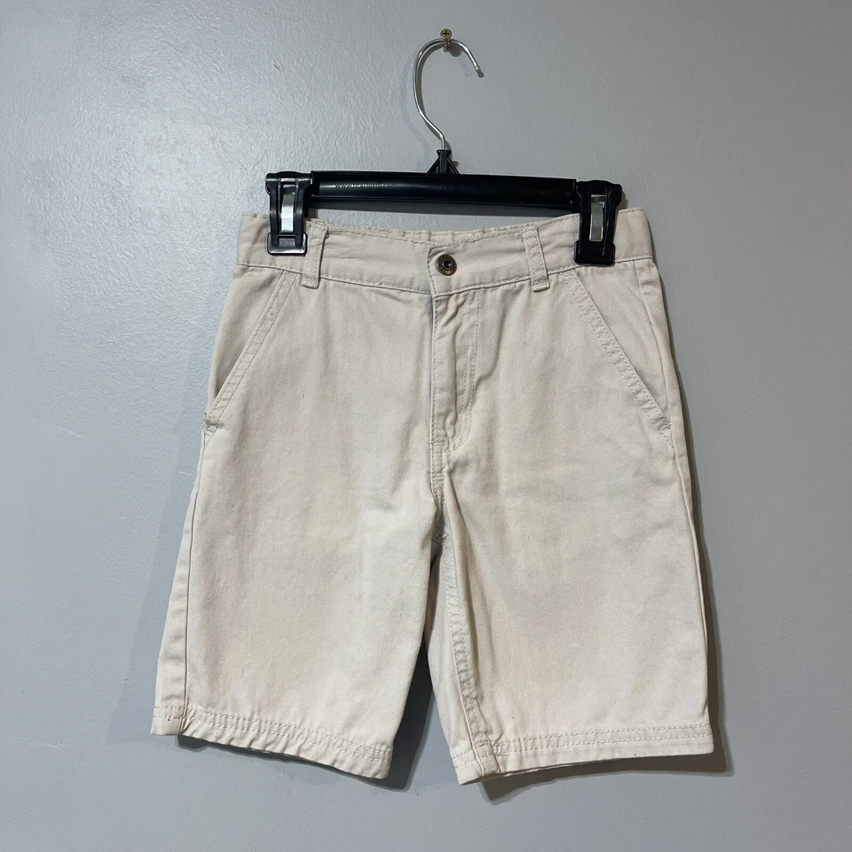 Pantalones Cortos Calvin Klein Niños Talla 6 Caqui 100% Algodón Frente Plano Foto 1 de 4