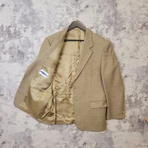 Brook Taverner Wool Check Blazer Mens 40R Beige County Tween Single Breasted A - Picture 1 of 12