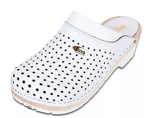 Damen Holz Medizinleder Clogs FPU11 weiße Farbe US Schuhgröße - Bild 1 von 4
