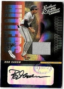 Camiseta Donruss de bateadores de cuero y madera Rod Carew 2005 y autógrafo certificado #/25 - Imagen 1 de 1