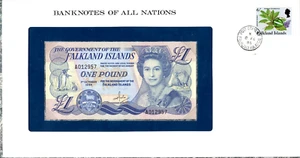 Banknotes of All Nations Falkland 1984 1 Pound UNC P-13 LOW # A012957 - Picture 1 of 3
