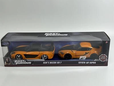 Fast And Furious 2 Set Di Auto Hans Mazda RX-7 E Toyota GR Supra 1:32 Jada 32910 - Immagine 1 di 4