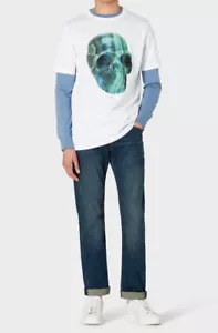 T-shirt uomo PS Paul Smith Crystal Skull GRANDE reg fit cotone biologico nuova con etichette $95 US - Foto 1 di 7