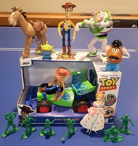 Disney Toy Story Action Figure Lot Remote RC Woody Bullseye Buzz Bo Peep ArmyMen - Picture 1 of 6