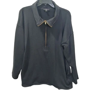 J.Crew Black Half-Zip Pullover Sweatshirt Mens Medium With Pockets - Picture 1 of 10