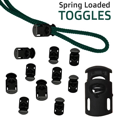 Plastic Spring Loaded Toggles Adjustable Drawstrings Elastic Cord Locks Stoppers - Image 1 of 4