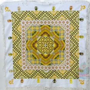 100x100cm Tablecloth Table Cover Tapestry Hand cross-stitch Embroidery Floral - Picture 1 of 6