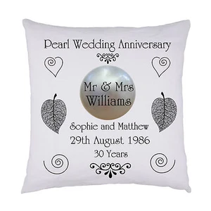 Pearl Wedding anniversary cushion - cover only - personalised names - Picture 1 of 3