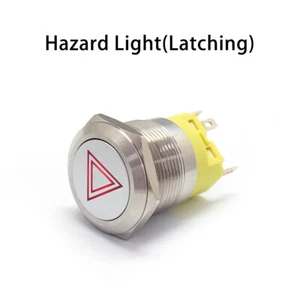 22mm LED Marine Car Stainless Steel HAZARD LIGHT Push Button Switch Latching - Picture 1 of 2