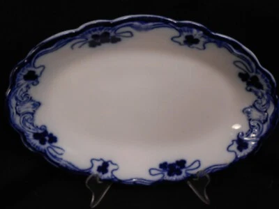 Antique Wood and Sons "Bristo" Flow Blue Oblong Platter/Dish ~Pansy - Image 1 of 4