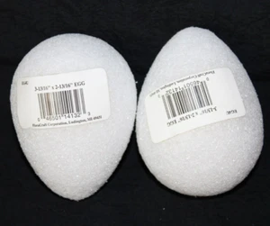 Pair FloraCraft Styrofoam Eggs, 3-13/16"x2-13/16" Craft Easter Christmas Egg-G11 - Picture 1 of 2