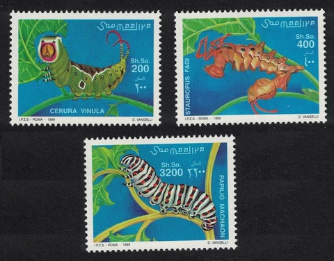 Somalia Caterpillars 3v 1999 MNH MI#754-756 CV€13 Cover