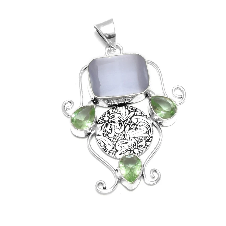 Прозрачный кварц перидот этническая ручной работы подвеска ювелирных изделий 2 «IP-10059 - Изображение 1 из 1