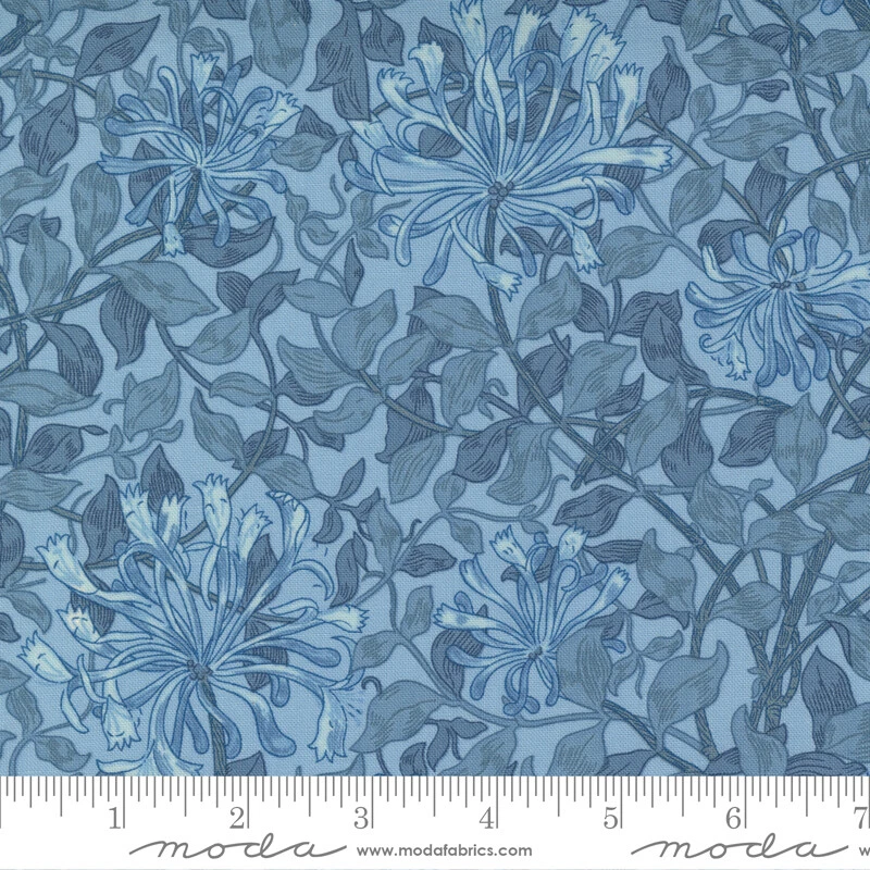 Moda Best Of Morris Light Blue Floral 100% Quilt Cotton Leaves 8362-14 BTY - Image 1 of 1