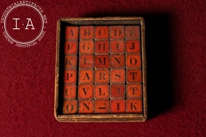 Antique Wooden Alphabet and Character Blocks in Original Box - Picture 1 of 5