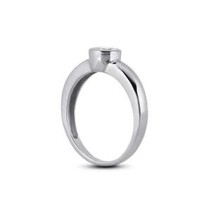 Anillo de compromiso solitario con halo de 14 k redondo de diamantes naturales de 1 3/4 quilates F VS2 - Imagen 1 de 5