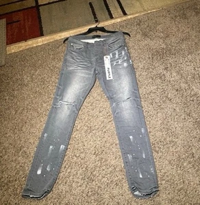 Purple Jeans Grey Knee Slit Jeans Size 31 - Picture 1 of 5