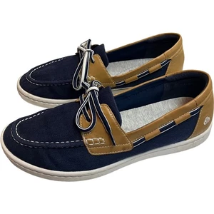 CLARKS Cloudsteppers Jocolin Vista Boat Shoes SZ 8 Navy Lace-up Loafers Comfort - Picture 1 of 9