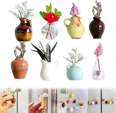8 Mini Vasen Kühlschrankmagnete magnetische Dekoartikel - Bild 1 von 4
