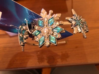Disney Store Frozen QUEEN ELSA headband Silver Metal Heavy Duty-Blue Jewels - Image 1 of 4