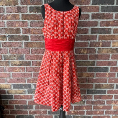 Frock! by Tracey Reese red Ablaze dress - linen & silk - embroidered - size 8 - Image 1 of 4
