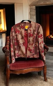 Ruby Rd. Women's Sz 8 Jacket Burgundy Gray Shiny Detail Zipper Front Pockets - Picture 1 of 3