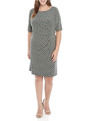 NUEVO VESTIDO VAINA PLISADO JESSICA HOWARD VERDE Estampado Texturizado TALLA GRANDE 18W Foto 1 de 4