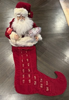 Advent Calendar Santa Hanging Stocking 3 ft Christmas Countdown Bombay 2006 NEW - Image 1 of 4