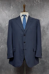 BIG Sartoria Castangia Blue 100% Wool 130'S Handmade Light Blazer US 46, EU 56 - Picture 1 of 10