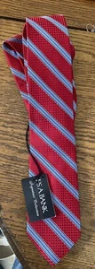 JOS A BANK Silk Tie SIGNATURE COLLECTION Red & Blue Strips New w/Tags - Picture 1 of 2