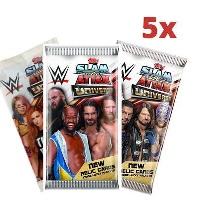 5x Packs Sealed 2019 Topps WWE Slam Attax Universe Trading cards 35 cards - image 1 of 3