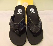 yellow box silver sequin flip flops