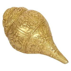 Brass Ganesha Ashta Vinayaka Hanging Shankh Conch Figurine - Picture 1 of 5
