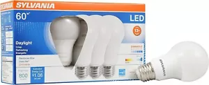 SYLVANIA LED Bulb 60W Equivalent A19 Daylight 5000K Medium Base - 4 PACK - Picture 1 of 4