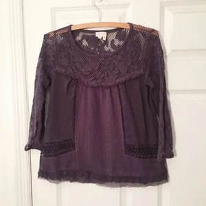 Top Anthropologie Meadow Rue Gris Detalle Encaje Talla XS - Imagen 1 de 5