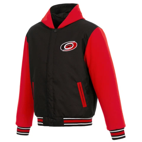 NHL Carolina Hurricanes  JH Design Two Tone Reversible Fleece Hooded Jacket Cover