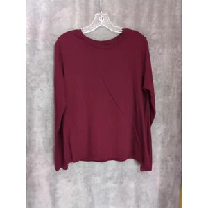 Time Tru Tshirt Womens Large Maroon Basic Long Sleeve Blank Solid Minimalist - Picture 1 of 7