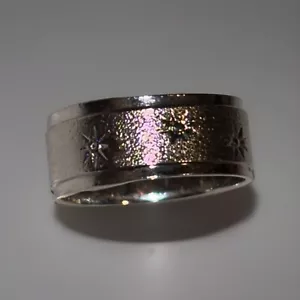 New ESPO Joseph Esposito Silver Filled Ring Band Size 5.5 Boho Engraved Stars - Picture 1 of 5