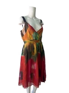 Tabitha Fit & Flare Silk Dress Size S Womens EU38 Vintage Red Mix Floral Straps* - Picture 1 of 11