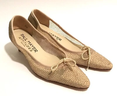 PAUL MAYER Attitudes Royal M Riviera Mujer Talla 6.5 Beige Brillo Gatito Tacones Foto 1 de 4