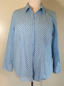 Lane Bryant 22/24 Signature Shirt Blue Pinstripe Button Down Shirt Plus Size - Picture 1 of 5