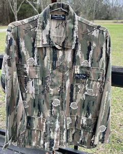 Vintage Dame-O-Flage Shirt Jacket medium Green Grapevine Camo Print made in USA - Picture 1 of 9
